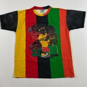Vintage 90s Fast Fashion of California Hip Hop Color Block T Shirt Medium Rap